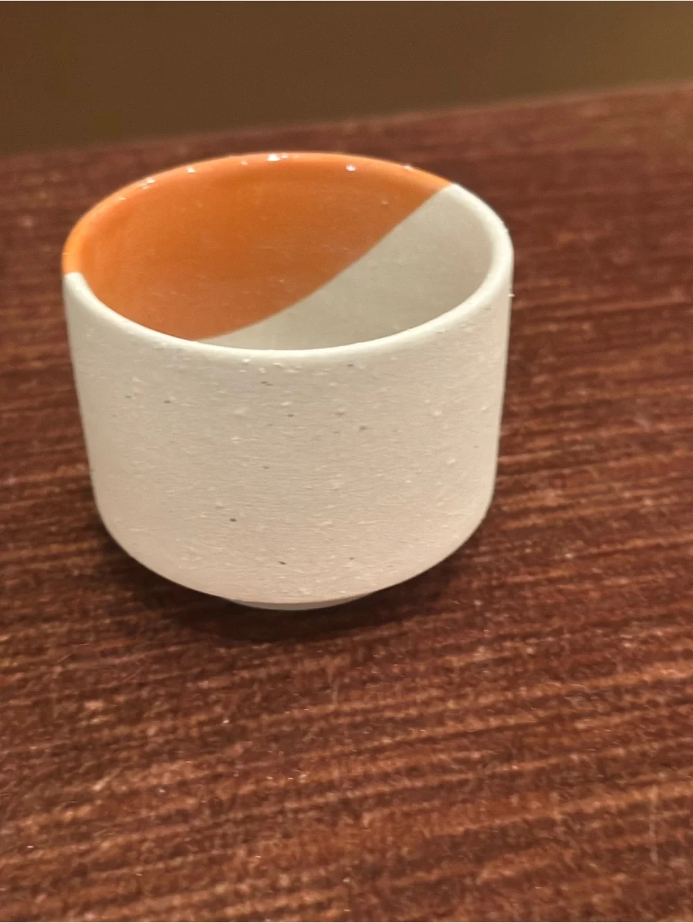 Contemporary Ceramic Vase in White with Orange Accent